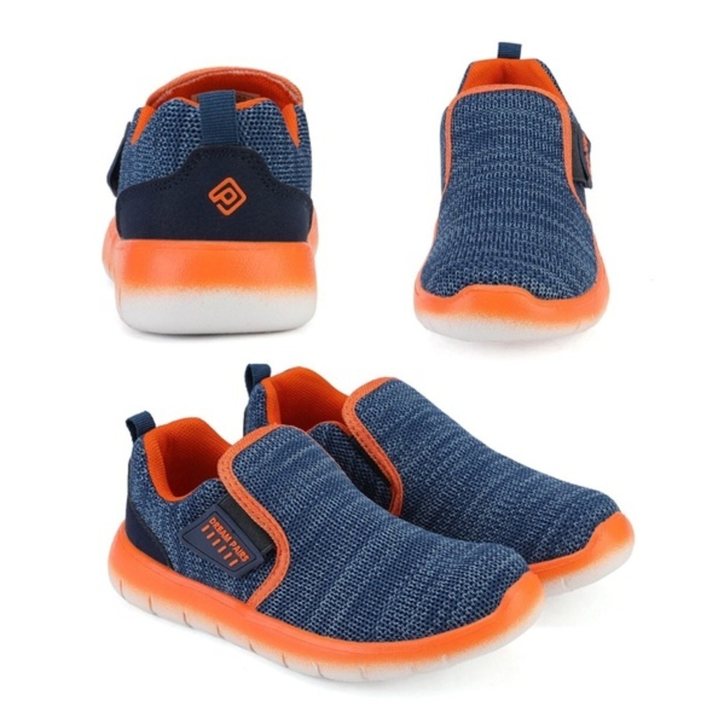 Dream Pairs Blue and Orange Knit Slip-On Sneakers